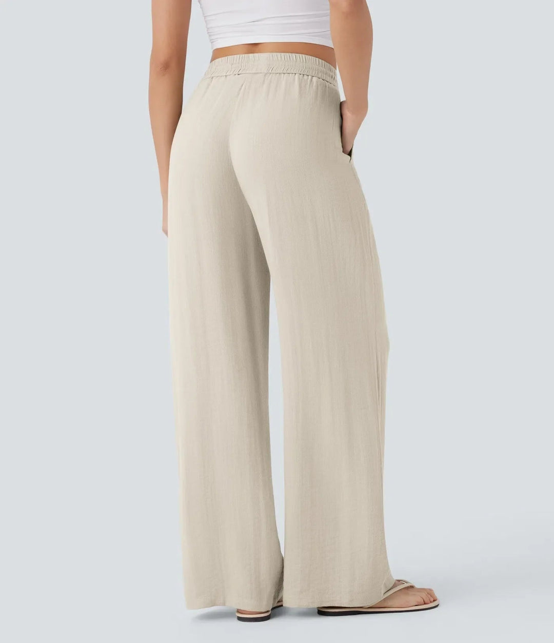 Damenhose weites Bein: elegante Sommerhose mit Kordelzug. Bequem & stilvoll für Urlaub & Freizeit.