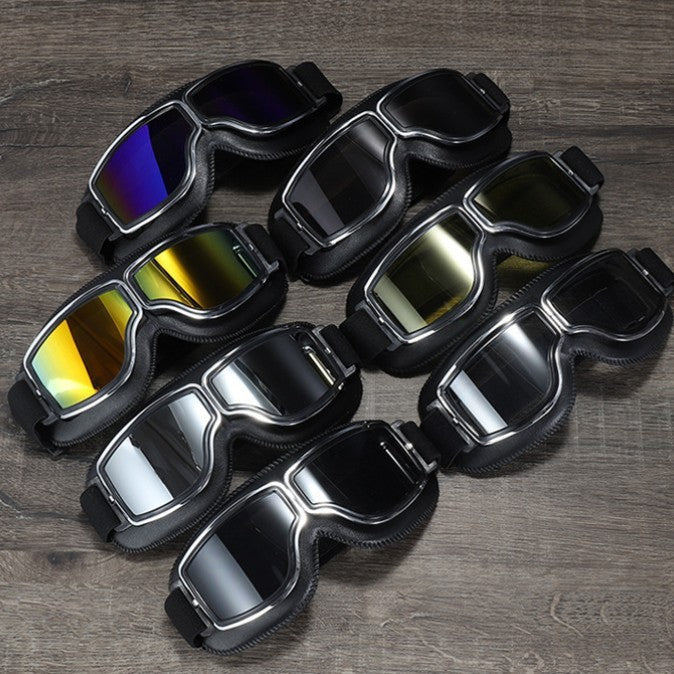 Herren Retro Motorradbrille mit UV-Schutz, polarisiert, für Biker.