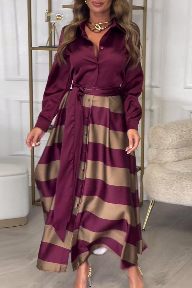 Schmeichelhaftes elegantes A-Linien Maxikleid für Damen mit Streifen, ideal als stilvolles Frühlings- und Sommerkleid.