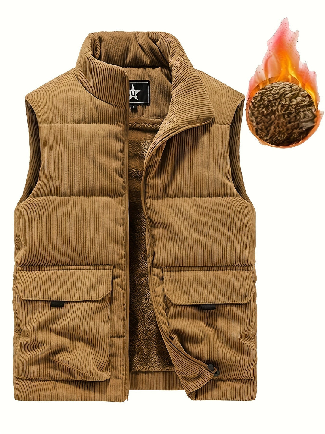 Herren Cord Steppweste, gefüttert, winddicht & robust. Perfekt für Herbst- & Wintermode und Outdoor.