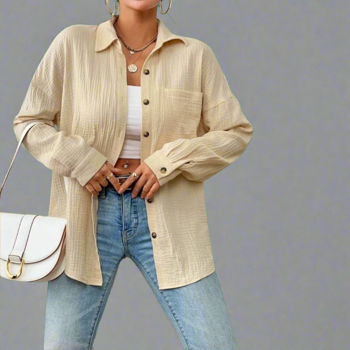 Bequeme, pflegeleichte Oversize Bluse für Damen, ein Must-have für Frühling & Sommer Mode.