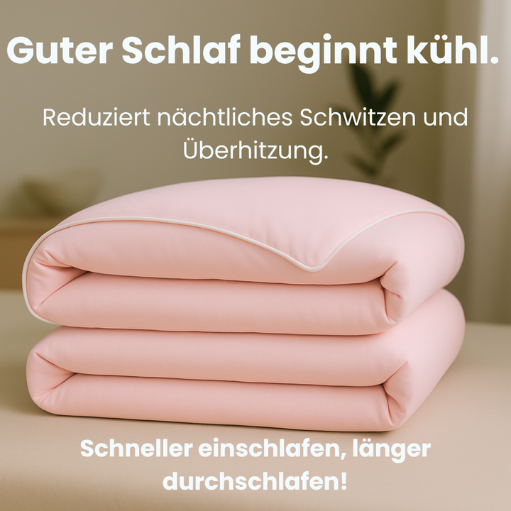 Ganzjährige Eisseide-Wohndecke, besonders kühlend im Sommer, für optimalen Schlafkomfort.