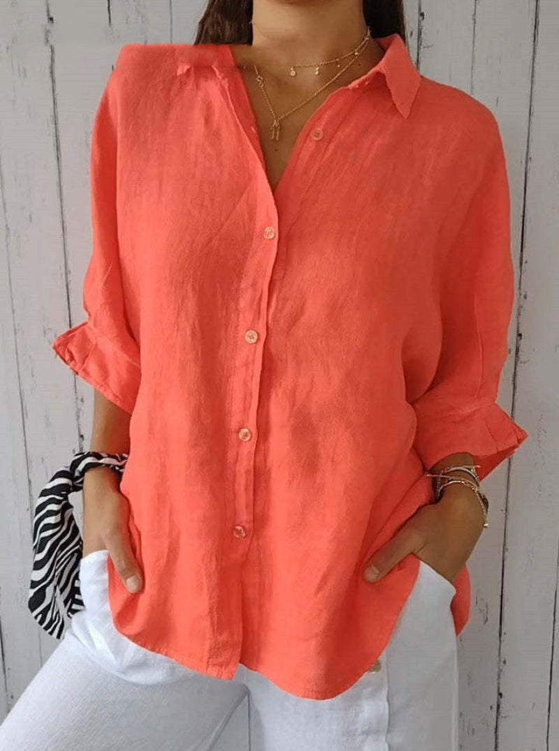 Lockere und stilvolle Damen Oversize Bluse, Langarm, mit schickem Schleifen-Rückendetail.