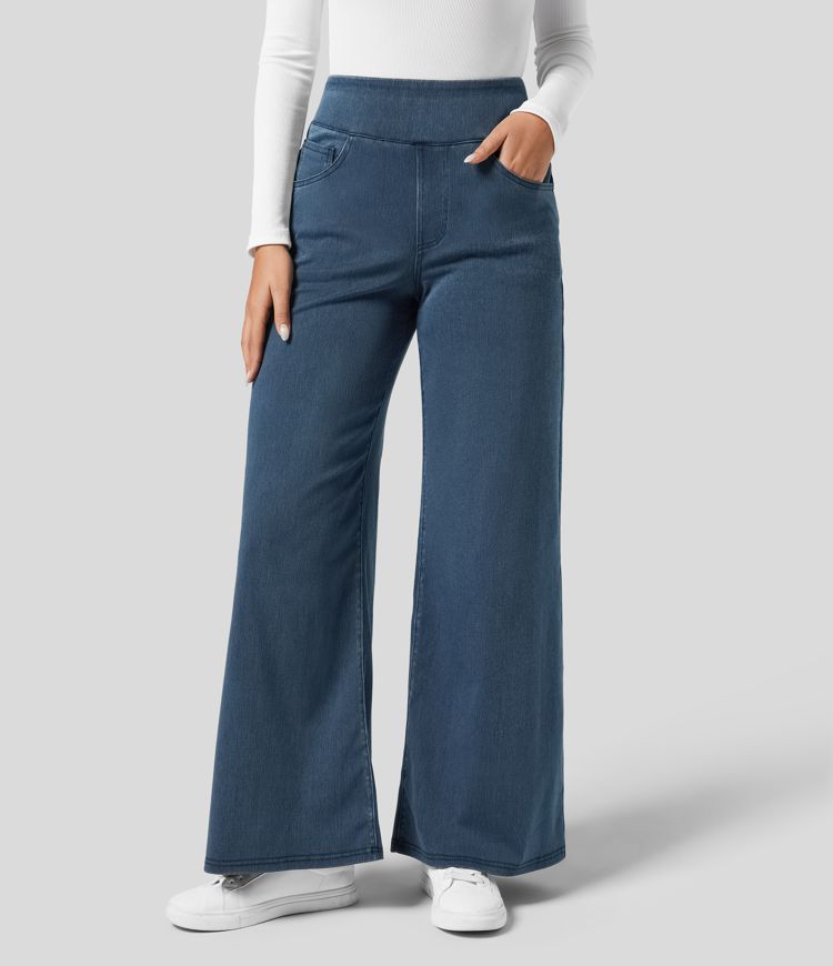 Weiche Damen Stretch Jeans, High-Waist, hellblau, bietet maximalen Komfort und Bewegungsfreiheit.