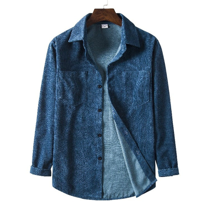 Hochwertiges, strukturiertes Herren Langarmhemd. Modernes Design für Frühlings- und Herbstmode. Business Casual.