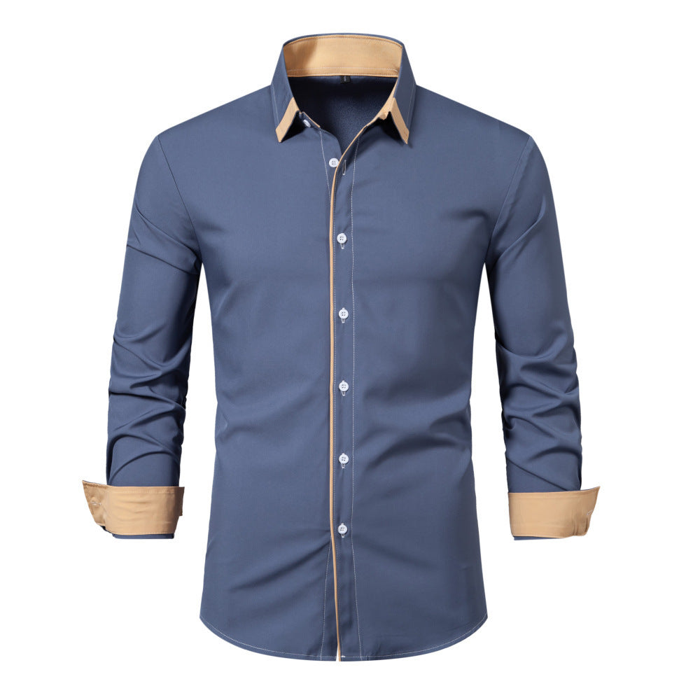 Schlank geschnittenes Herrenhemd, Langarm, mit modernem Kontrast, perfekt für den Smart Casual Stil.