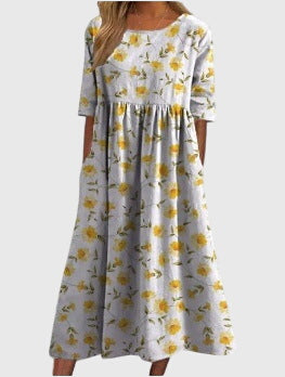 Komfortables und schmeichelhaftes Damen Maxikleid, ideal als leichtes Tageskleid oder elegantes Freizeitkleid.