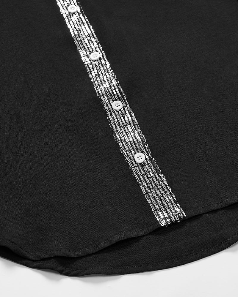 Komfortables Damen Glitzer Top, Pailletten, kurzarm, lockere Passform.