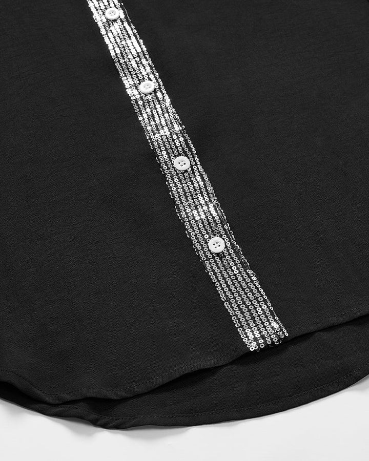 Komfortables Damen Glitzer Top, Pailletten, kurzarm, lockere Passform.