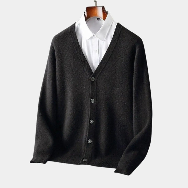 Smart-Casual Herren V-Ausschnitt Strickjacke, elegant und komfortabel für Büro & entspannten Alltag.