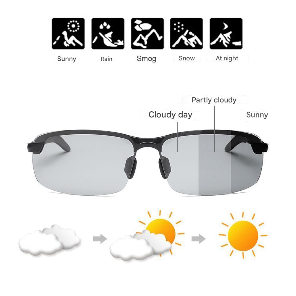 Vielseitige selbsttönende Polarisationsbrille: Klare Sicht Tag & Nacht, UV-Schutz für Alltag & Sport.
