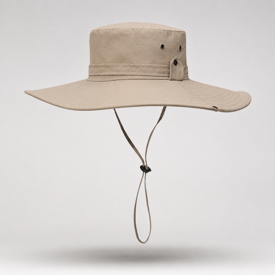 Robuster Anglerhut/Sonnenhut, unisex, aus Polyester, mit UV-Schutz und breitem Rand.