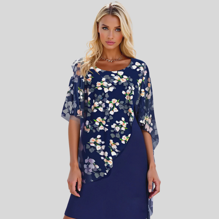 Feminin-elegantes Damen Sommer Midikleid mit Taillierung, Knopfleiste und Kurzarm, passend für Business & Freizeit.