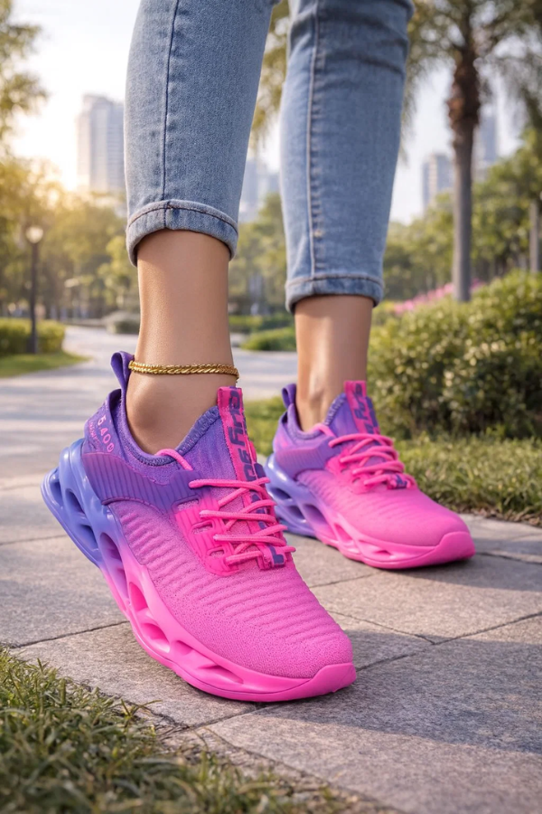 Rote Damen Freizeitschuhe, gepolstert & komfortabel. Rutschfeste Sohle für optimalen Grip.