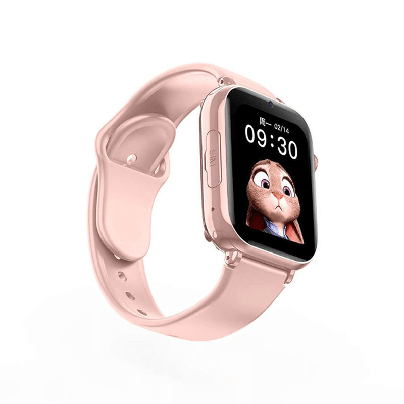 Ergonomische Kinder-Smartwatch in Rosa, ausgestattet mit 4G, GPS-Tracker und Videotelefonie für Kinder.