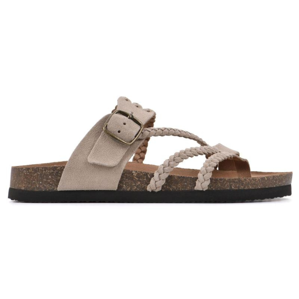 Stilvolle Damen Riemchensandalen, flach, mit verstellbaren Riemen und Komfort-Fussbett für Freizeit.