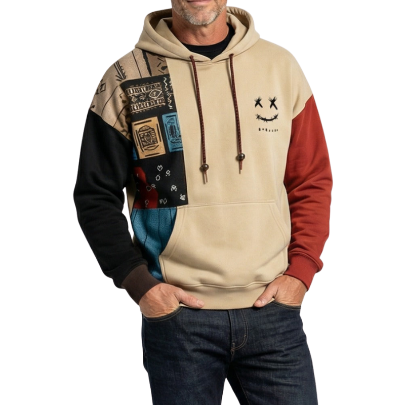 Herren Kapuzenpullover mit Kontrastfarben, locker geschnittenes Sweatshirt für moderne Freizeit-Outfits.