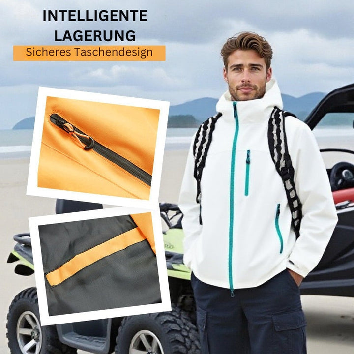Schützende Damen Regenjacke, wasserdicht & atmungsaktiv, hält trocken auf Wanderungen & bei Outdoor-Sport.