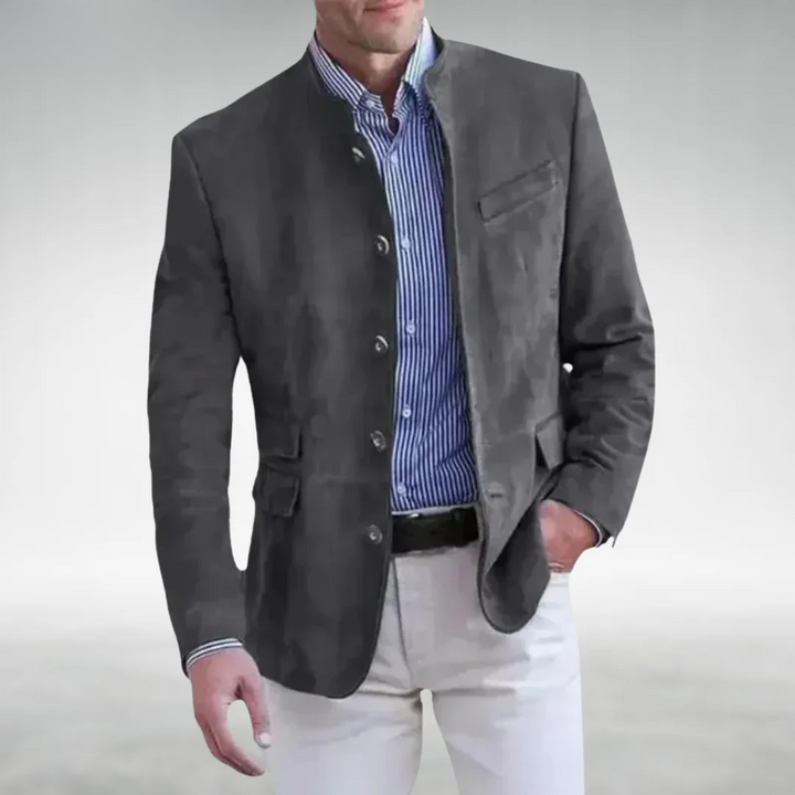 Gepflegte Herren Stehkragenjacke Regular Fit. Perfekt für den Alltag und formelle Business-Anlässe. Zeitlose Mode.