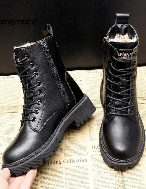 Damen Winterstiefel, schwarz, warm gefüttert, rutschfest für Outdoor-Aktivitäten & Freizeit. Bequeme Winterschuhe.