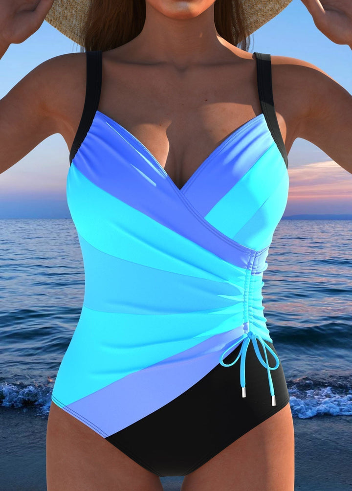 Komfortabler Damen Schwimmanzug mit verstellbaren Trägern und lebhaftem Druck, perfekt für Urlaub.