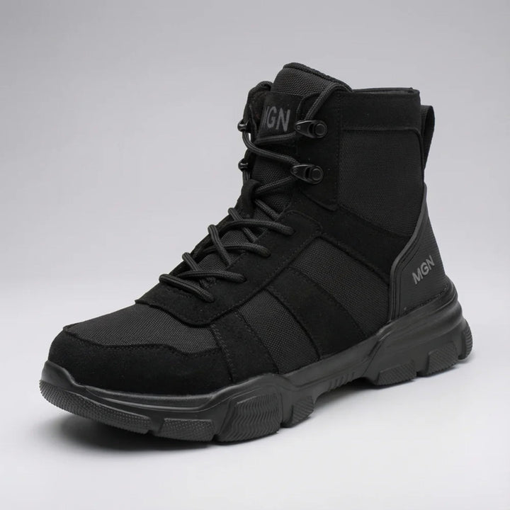 Beige Herren Arbeitsstiefel, wasserdicht, mit Zehenschutz & rutschfester Sohle, perfekt für Outdoor-Einsätze.