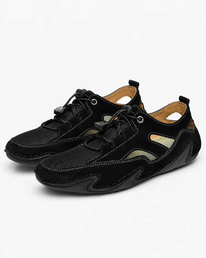 Moderne Herren Freizeitschuhe. Bequeme Komfort-Sneakers in Schwarz oder Grau für jeden Tag.