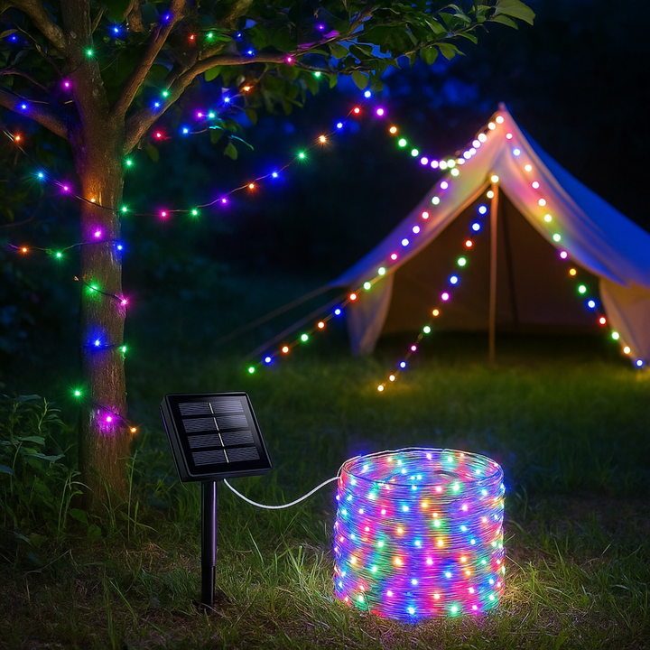 Wetterfeste Solar Lichterkette 30m mit 8 Modi, LED Gartenbeleuchtung ohne Strom, perfekte Gartendeko.