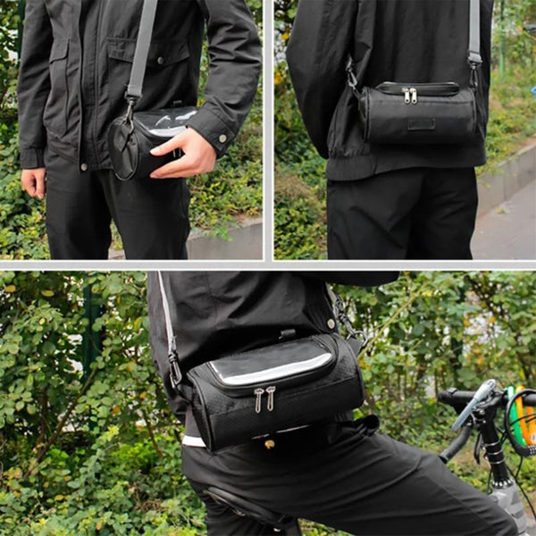 Outdoor-Fahrradtasche, wasserdicht, mit integriertem Touchscreen-Fenster für dein Handy beim Sport.