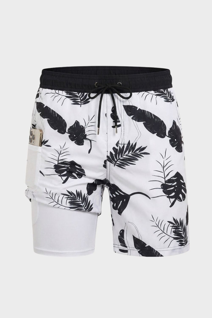 Vielseitige Herren Badehose, tropisch, schnelltrocknend, für Pool, Strand und Aktivurlaub.