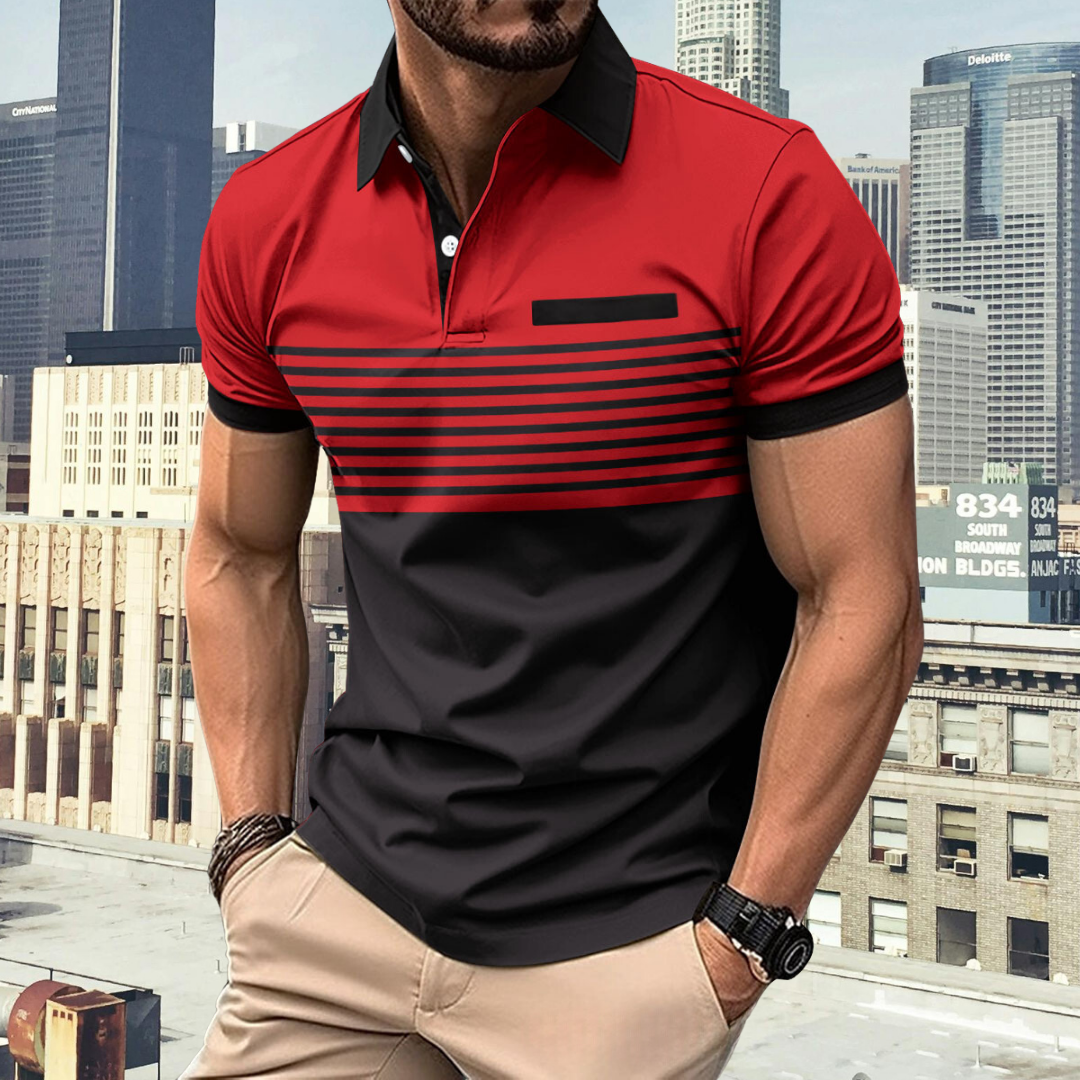 Gestreiftes Herren Langarm Poloshirt mit stilvollem Kragen. Perfekt für den Herbst, Freizeit & lässige Looks.