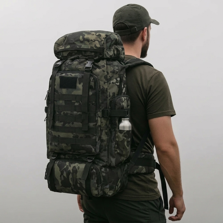 Geräumiger 80L Outdoor-Rucksack, ideal für mehrtägige Wanderungen & lange Reisen mit viel Gepäck.
