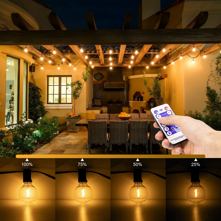 Flexible USB-Solarlichterkette, bruchsicher & dimmbar. Ideal für stimmungsvolle Outdoor-Dekoration.