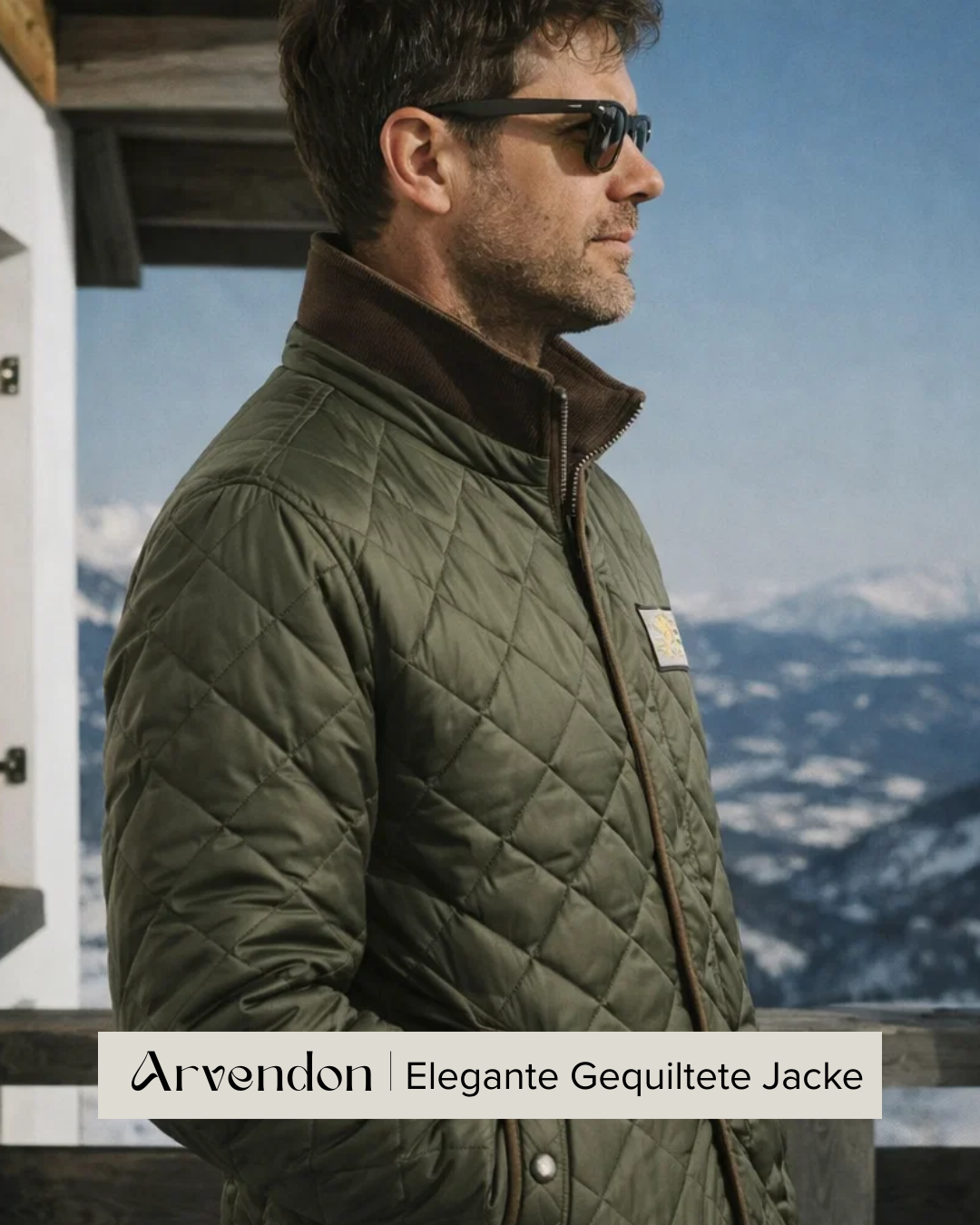 Komfortable grüne Herren-Winterjacke, gesteppt und elegant, ideal für Outdoor-Aktivitäten an kalten Tagen.