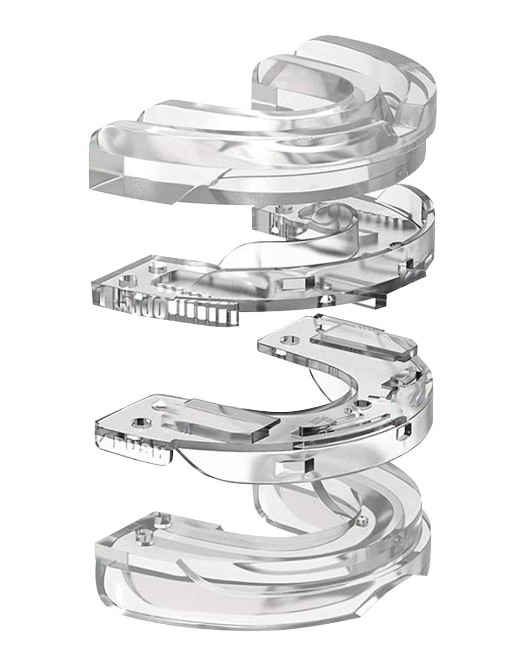 Ergonomische Anti-Schnarch-Schiene, transparent und komfortabel, für eine erholsame Nachtruhe ohne Geräusche.