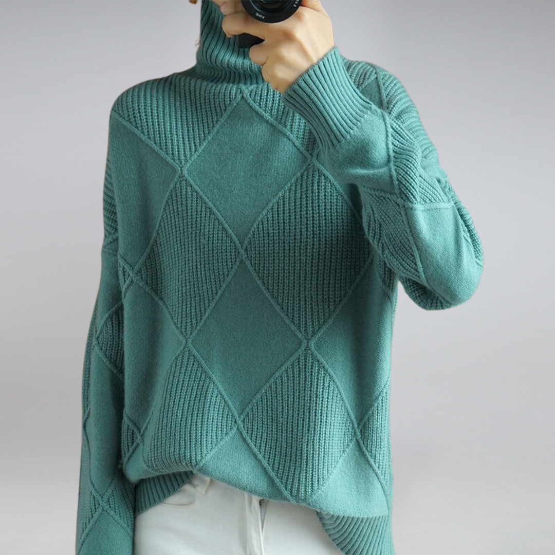 Weicher Damen Strickpullover, Rollkragen, warm & elegant für kalte Jahreszeiten.