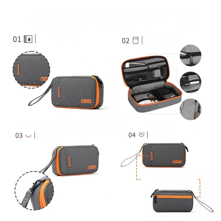 Kompakter Zubehör-Organizer, ideal als Kabeltasche für Reisen. Schützt Elektronik & hält Ordnung.