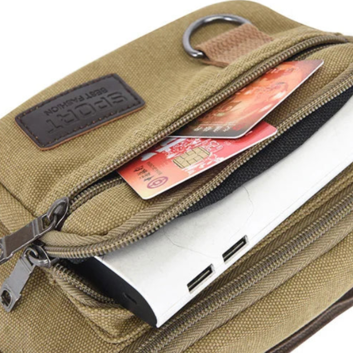 Schlichte Canvas Gürteltasche, unisex, perfekt für den sicheren Transport von Essentials.