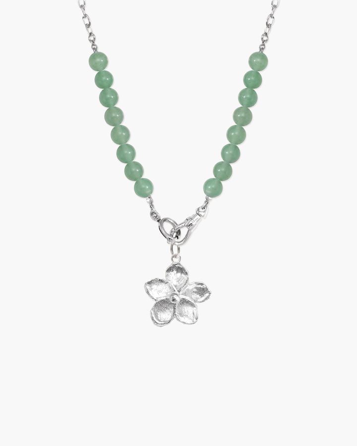 Damen Bergkristall Perlenkette. Elegante, wasserdichte Edelstahl-Halskette mit Charm Holder. Hypoallergener Schmuck.