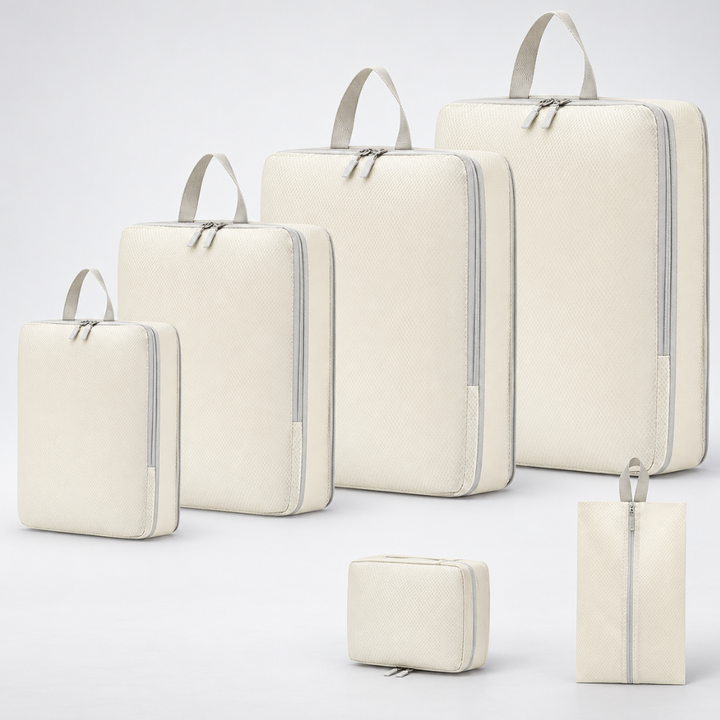 Praktische Packtaschen & Würfel für effiziente Reise-Gepäckorganisation im Koffer, Unisex Design.