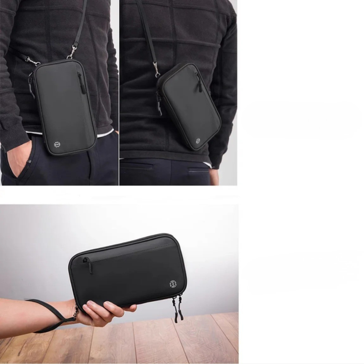 Ideal für den Flughafen: Crossbody Pass-Organizer mit RFID-Schutz. Hält Reisedokumente griffbereit & sicher.
