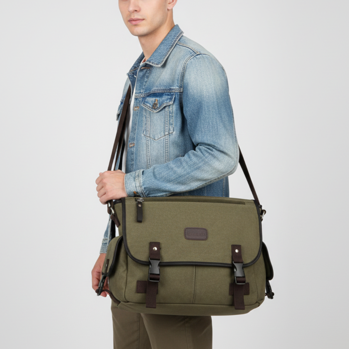 Praktische Canvas Laptoptasche im Vintage-Look, unisex, perfekt für Uni, Arbeit & Freizeit.