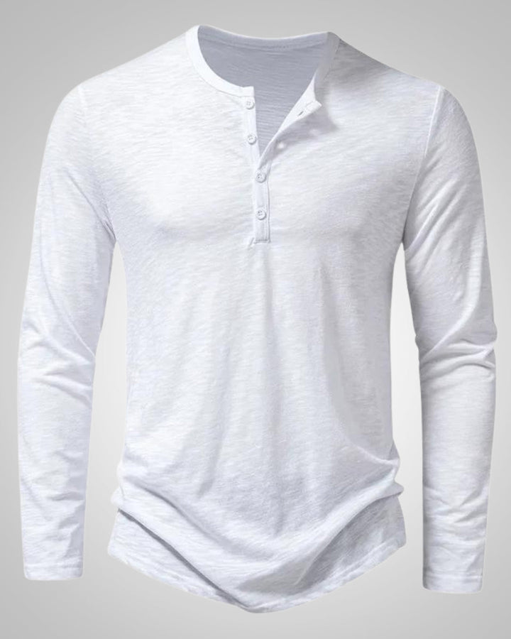 Eleganter Herren Slim Fit Langarm Henley. Komfortables Shirt für stilvolle Casual-Looks.