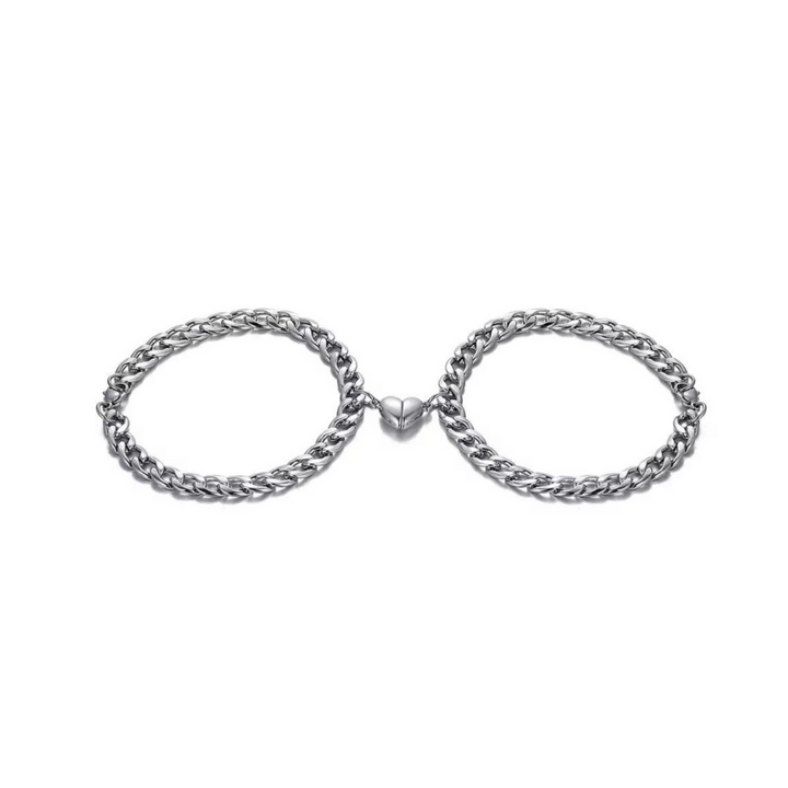 Damen Herz Armband Set in Silber und Gold, eleganter Schmuck für Verbundenheit. Perfektes Geschenk.