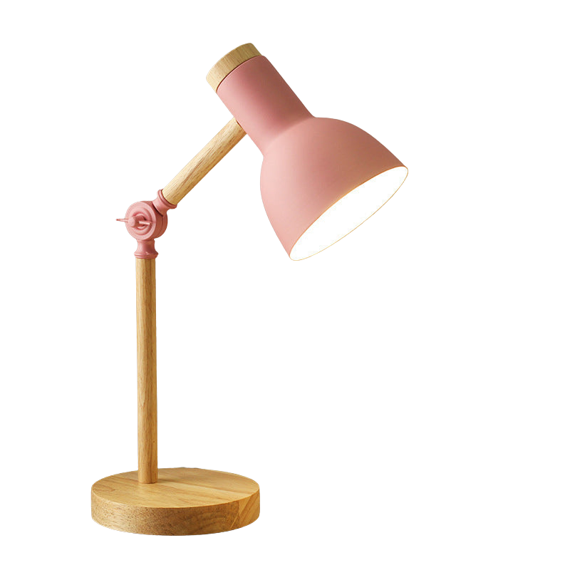Nahaufnahme der verstellbaren Macaron-Tischlampe E27, Pastell-Farbton, hochwertiges Metall für modernes Interieur.