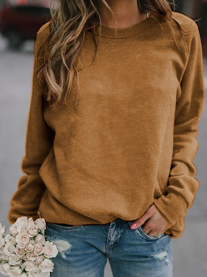 Herbstliches Damen Langarm-Sweatshirt mit Rundhals. Warm und bequem für kühle Tage im Casual Style.