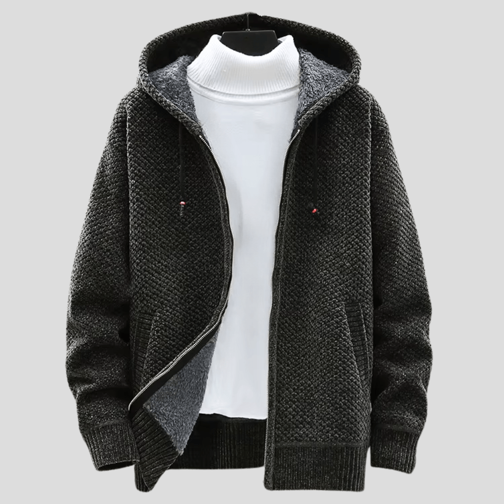 Vielseitiger Herren Strick-Hoodie, ideal für moderne Herren Mode. Stylischer Kapuzenpullover für Casual & Alltag.