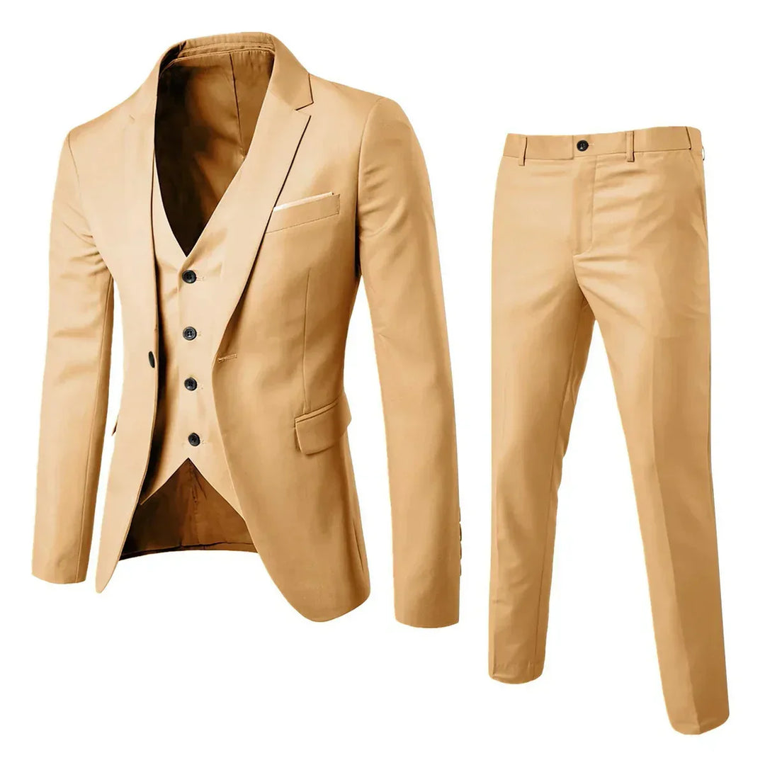 Klassischer blauer Herren Anzug mit Weste und Hose, perfekt als Hochzeitsanzug oder für festliche Events.