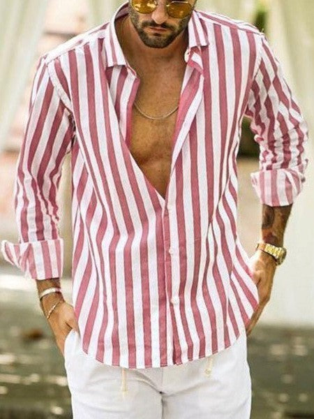 Lässiges Herren Sommerhemd mit Streifen, ideal für Strand, Urlaub und entspannte Freizeitmomente.