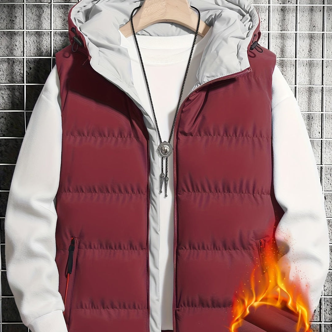 Leichte & warme Herren Steppweste mit Kapuze, gesteppt, für Komfort bei kühlem Wetter.